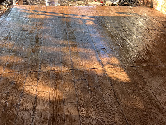 stamped concrete patio wood texture
